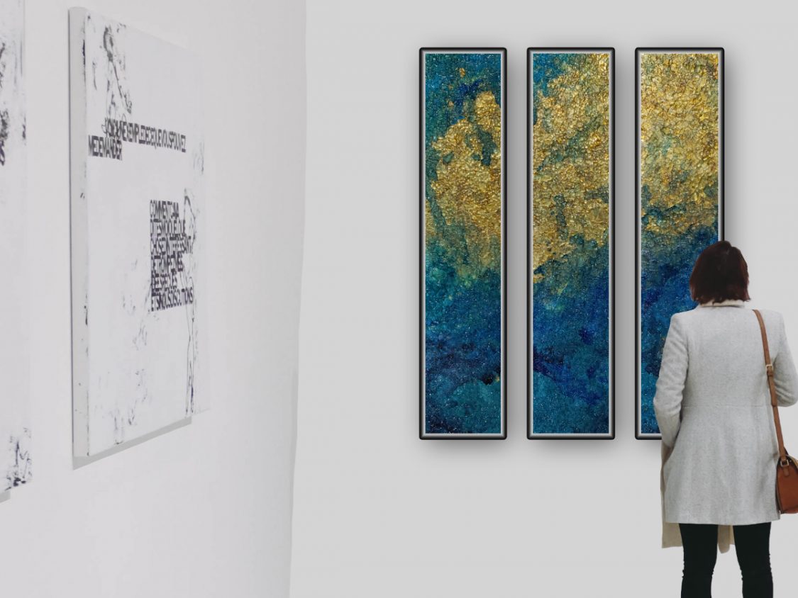 Mock Up of a Gallery Install of Ascension, 46" tall by 36" wide.